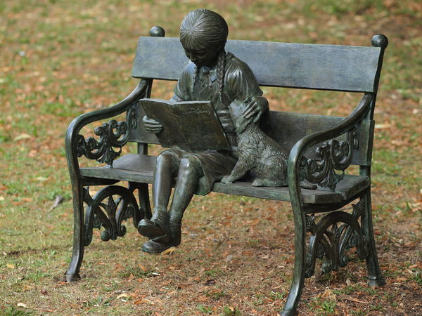 Betrouwbaar Laag duurzame grondstof Beeld brons meisje op bank - Eliassen Home & Garden Pleasure