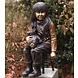 Eliassen Image bronze girl with teddy bear on stool Eliassen Image bronze girl with teddy bear on stool