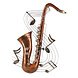 Metalen 3d muurdeco Saxophoon Metalen 3d muurdeco Saxophoon