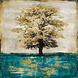 Glasschilderij Boom goudfolie 80x80cm. Glasschilderij Boom goudfolie 80x80cm.