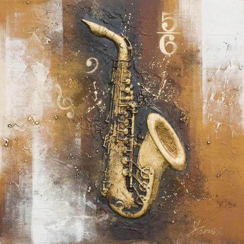 Eliassen 3D Gemälde Leinwand 80x80cm Saxophon