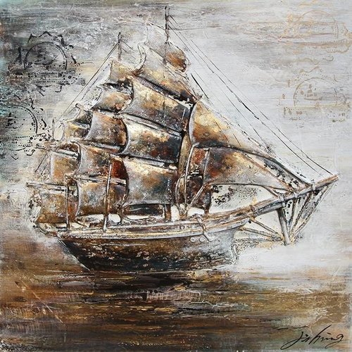 Eliassen 3D Gemälde Leinwand 80x80cm Segelboot