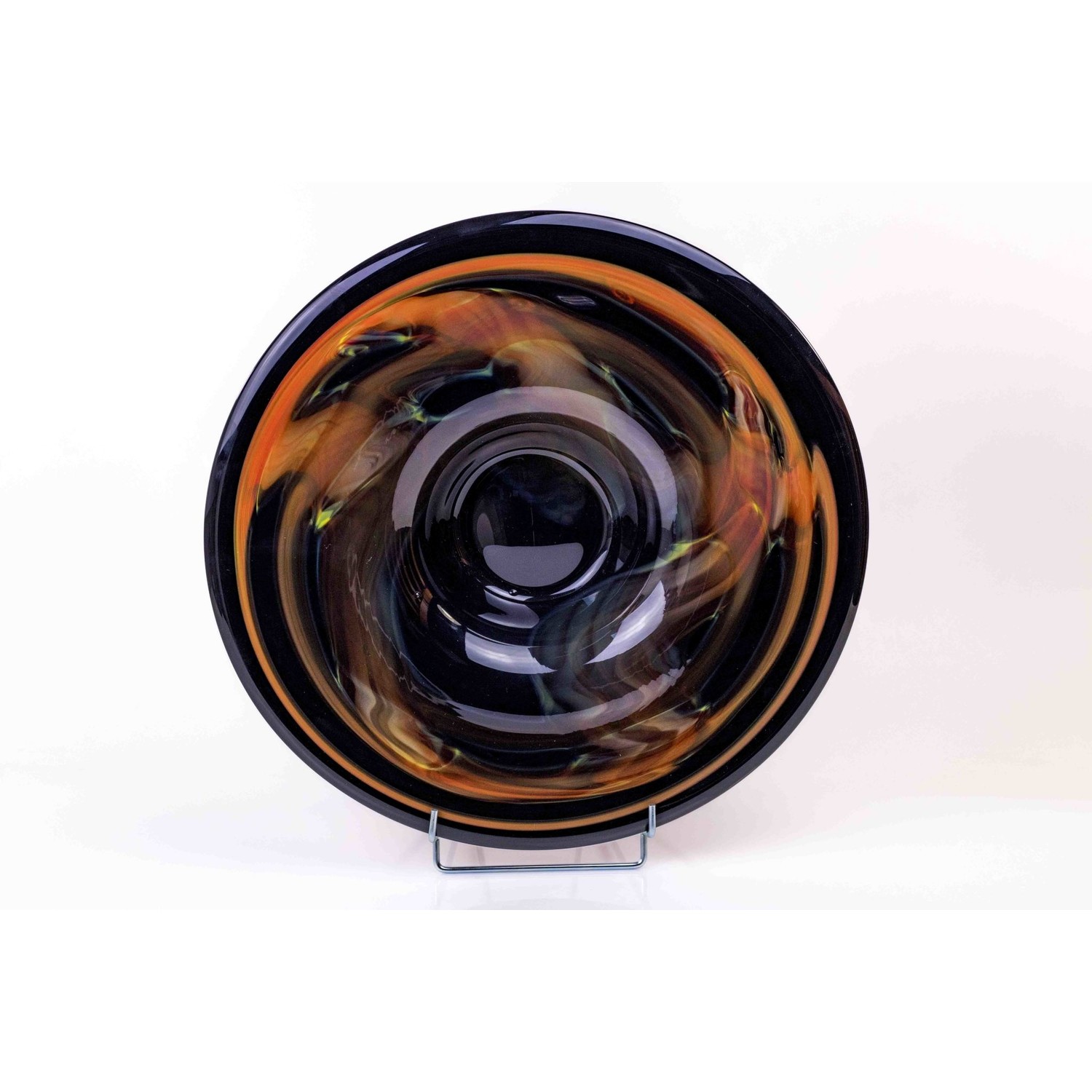 Glazen schaal zwart/oranje 44cm - - Eliassen Home & Garden Pleasure