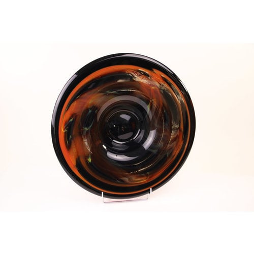 Glasschale schwarz / orange 44cm