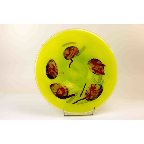 Glass bowl Red Dot n Green 40cm