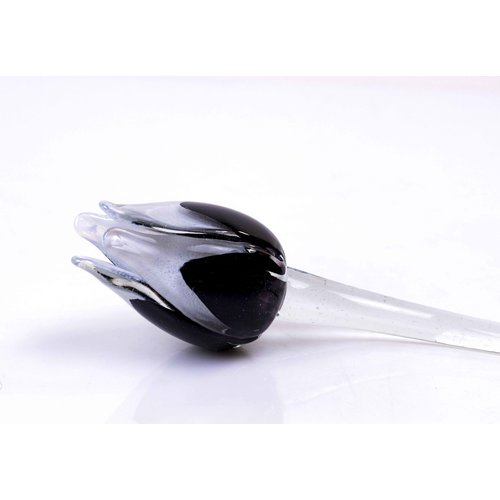 Bloem glas Tulp zwart/wit Bloem glas Tulp zwart/wit