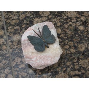 Bronzen vlinder op roze steen