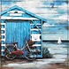 Metal 3D painting on wood Beach house Metal 3D painting on wood Beach house