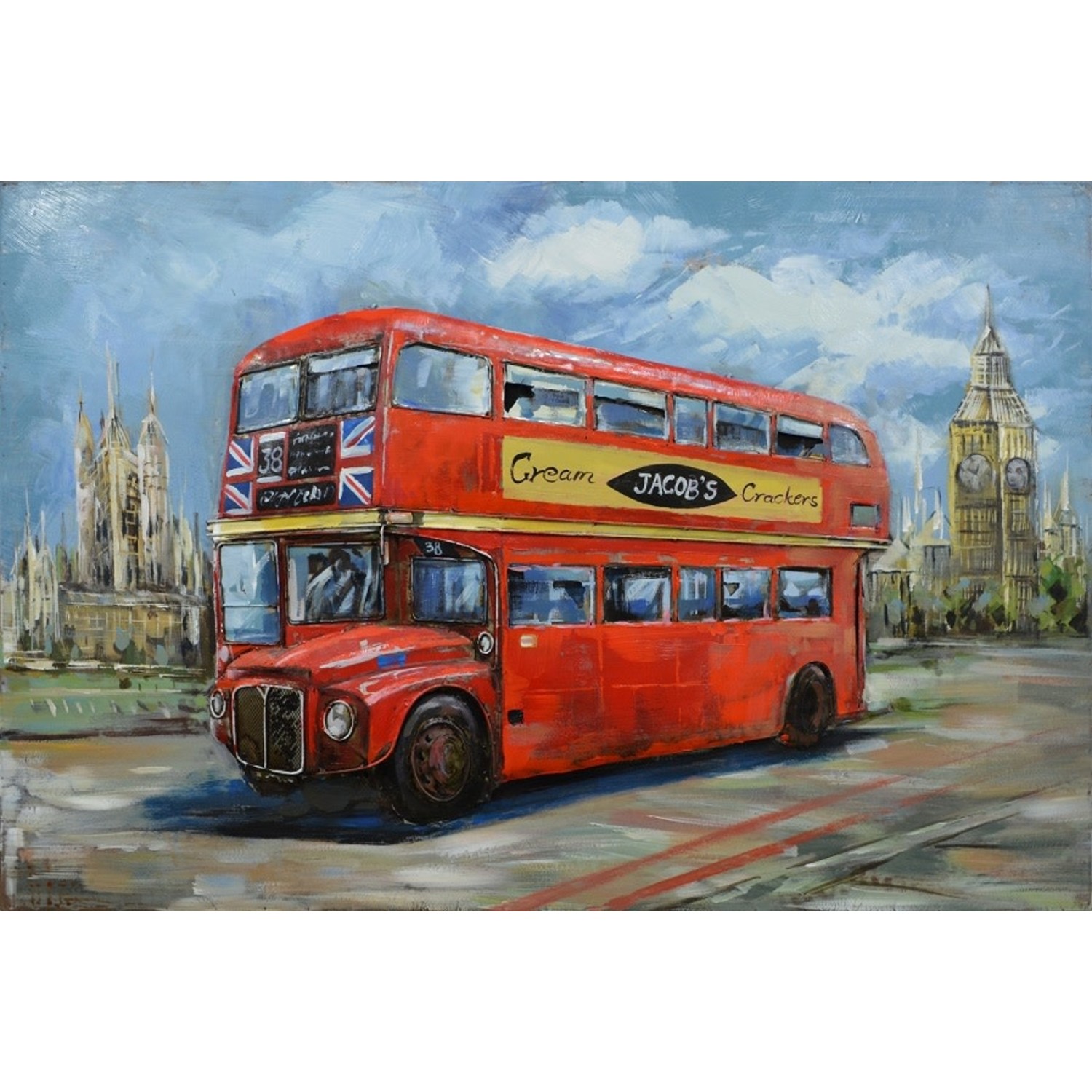 spelen Mail Treinstation Metalen 3d schilderij Engelse bus - Eliassen Home & Garden Pleasure
