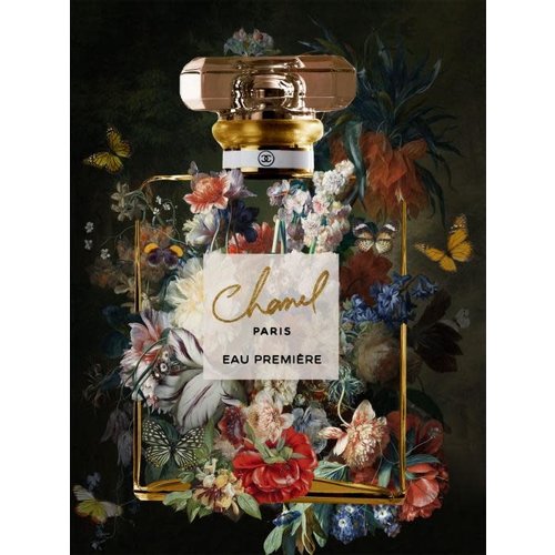Glasmalerei Chanel Blumenflasche 1 Glasmalerei Chanel Blumenflasche 1