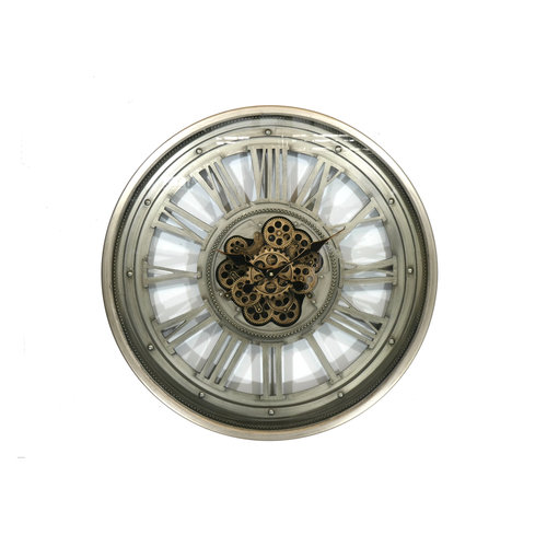 Open wall clock with gears Greygold 60 cm.