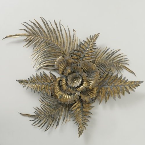 Inspecteren drempel Bezit Wanddecoratie bloem met bladeren DALA XL | Goudkleurig - Eliassen Home &  Garden Pleasure