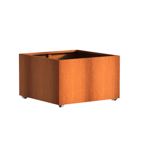 Adezz Producten Planter Corten steel Square Andes with wheels 100x100x60