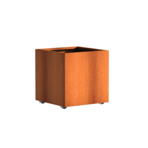 Adezz Producten Planter Corten steel Square Andes with wheels 70x70x70