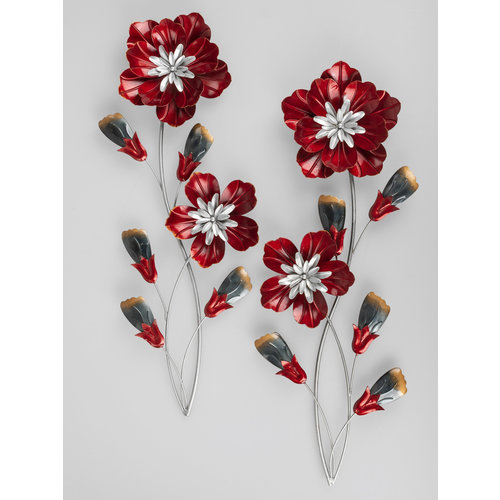 Wall deco 2-part flower red Wall deco 2-part flower red