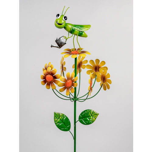 Garden plug grasshopper with rotating flowers