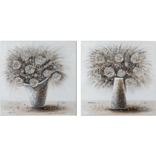 Malerei Leinwand Diptychon Blumen in Vasen 160x80cm