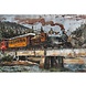 Schilderij 3D metaal rijdende trein over brug 80x120cm Schilderij 3D metaal rijdende trein over brug 80x120cm