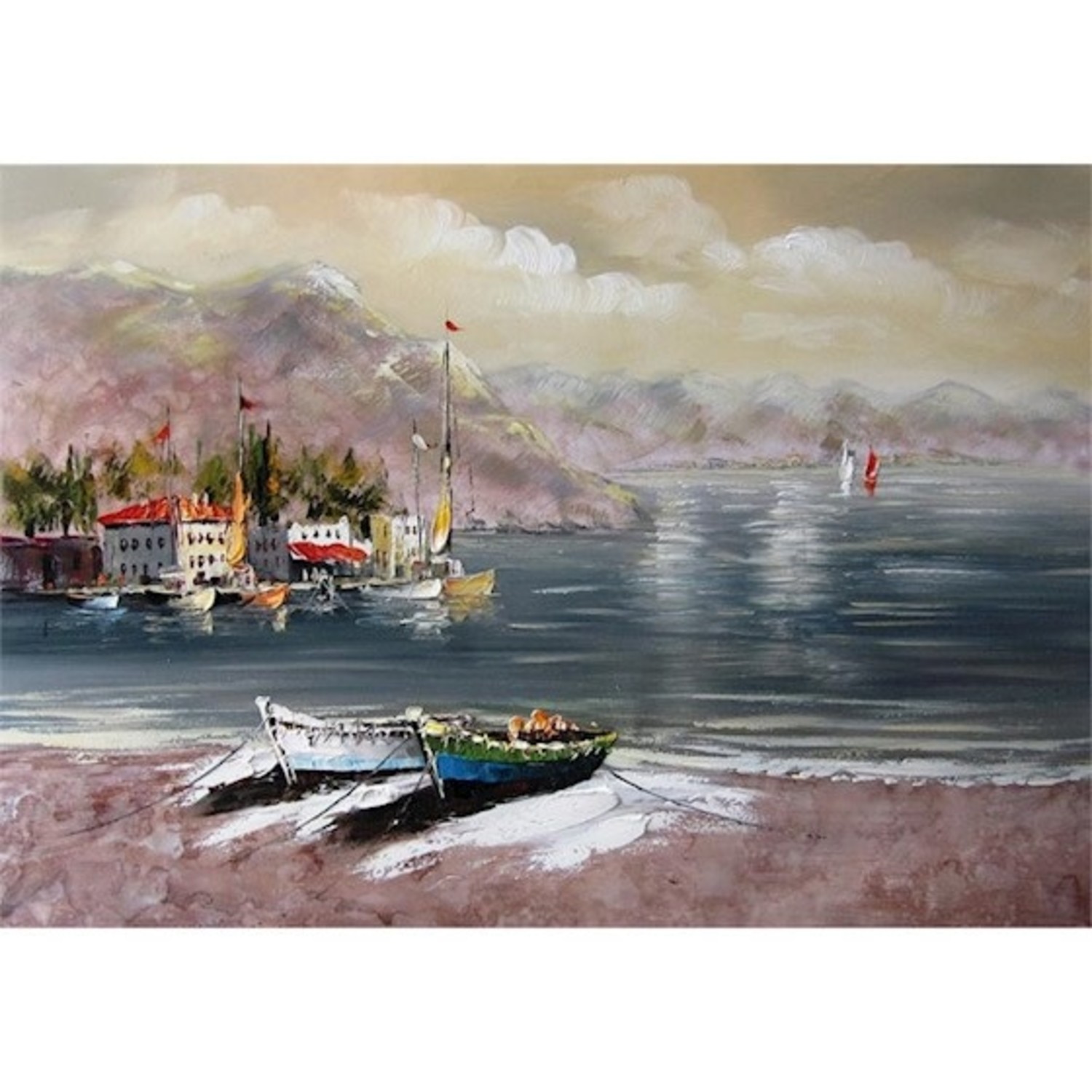 Zakje halen Rafflesia Arnoldi Olieverf schilderij Strand met boten 104x73cm - Eliassen - Eliassen Home &  Garden Pleasure