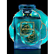 Glass painting Chanel perfume bottle with roses blue 60x80cm with gold foil Glass painting Chanel perfume bottle with roses blue 60x80cm with gold foil
