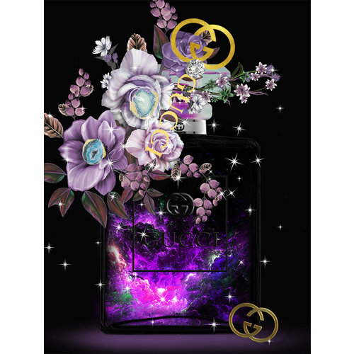 Glasschilderij Gucci tas paars 60x80cm Glasschilderij Gucci tas paars 60x80cm