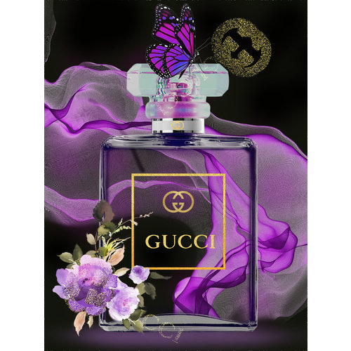 Glasschilderij Gucci parfum fles helder 60x80cm Glasschilderij Gucci parfum fles helder 60x80cm