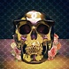 Glasmalerei Totenkopf gold 80x80cm. Glasmalerei Totenkopf gold 80x80cm.