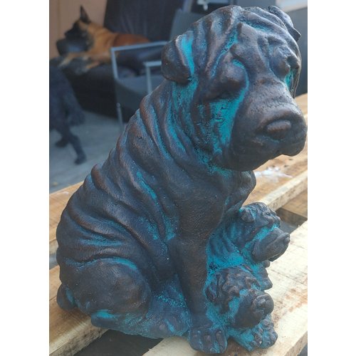 Hondje met pup 21cm bronskleur Hondje met pup 21cm bronskleur