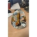 Crystal glass paperweight Triangle brown / red Crystal glass paperweight Triangle brown / red