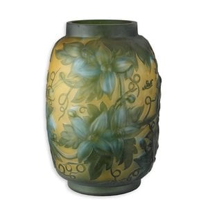 Cameo glass vase Blue flowers 29cm