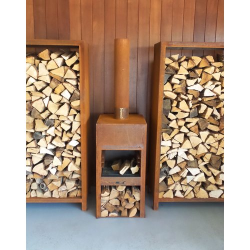 Forno Producten Forno Holz Aufbewahrung Cortenstahl 120x40x100cm