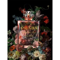 Glasschilderij Prada Milano parfume 60x80cm.