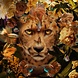 Glasschilderij De magische panther 80x80cm. Glasschilderij De magische panther 80x80cm.