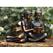Bronzen lezend kinderpaar Bronzen lezend kinderpaar