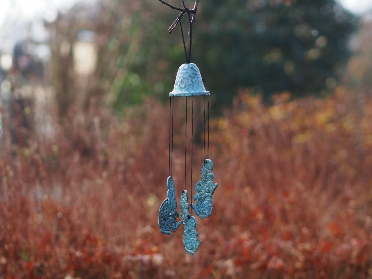 Bronze wind chimes bunnies Eliassen Home & Garden Pleasure