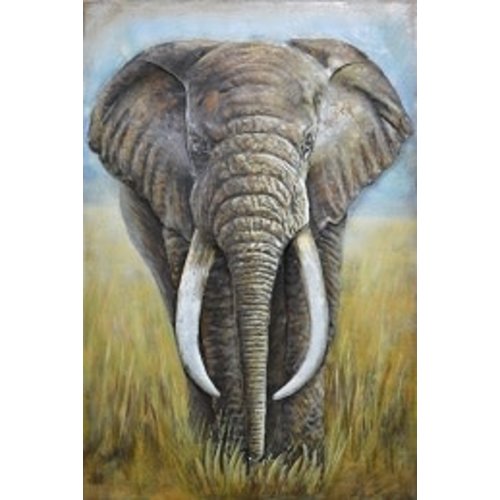 3D-Malerei Metall 80x120cm Elefant im Gras