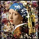 Glass painting Girl with a pearl earring modern 100x100cm. Glass painting Girl with a pearl earring modern 100x100cm.