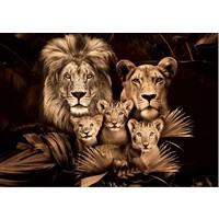 Glasmalerei Löwenfamilie 80x120cm.