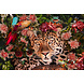 Glass painting Panther in floral splendor 80x120cm Glass painting Panther in floral splendor 80x120cm