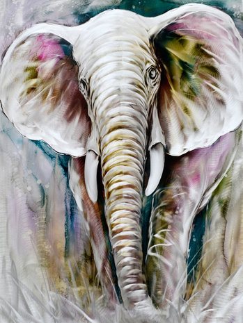 XXL schilderij aluminium olifant groot formaat