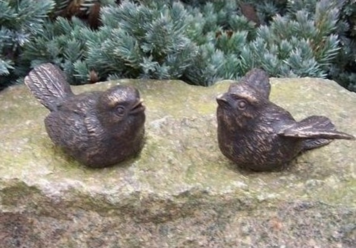 bronzen beeld paar vogeltjes