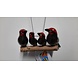 4 metalen vogeltjes op een takje rood/groen 4 metalen vogeltjes op een takje rood/groen
