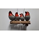 4 metalen vogeltjes op een takje oranje/bruin/wit 4 metalen vogeltjes op een takje oranje/bruin/wit