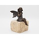 Klein bronzen beeldje Elfje zittend met vogeltje Klein bronzen beeldje Elfje zittend met vogeltje