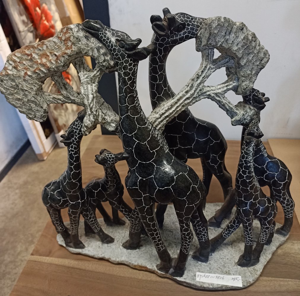 Soapstone sculpture Herd of Giraffes large 45cm Eliassen Home