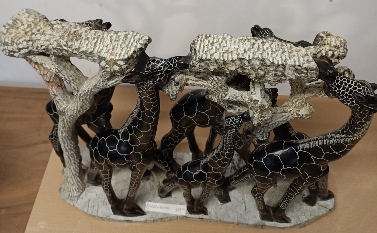 Soapstone statue of Herd of Giraffes extra large 55cm Eliassen Home