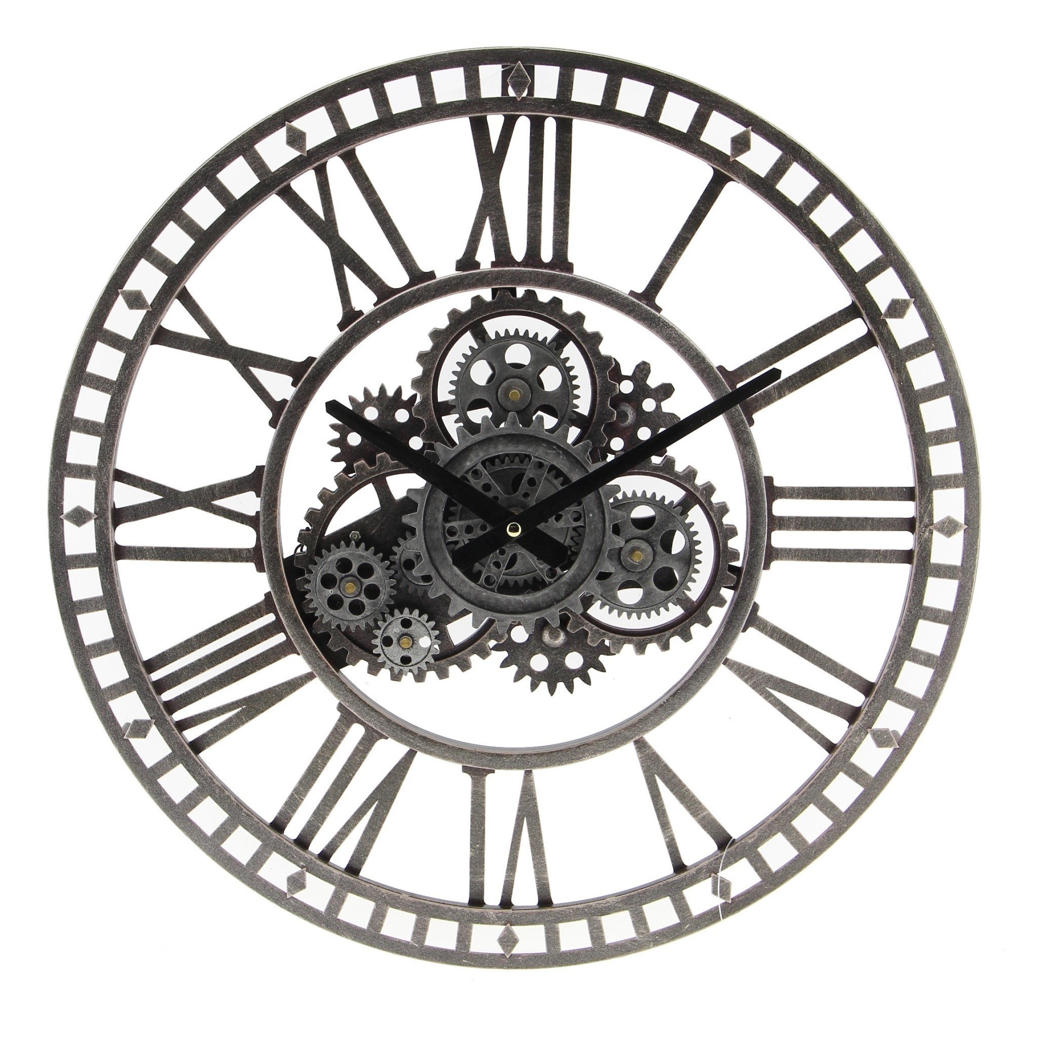 Uhr rund sekunden zahnrad metall antik kupfer small - J-Line