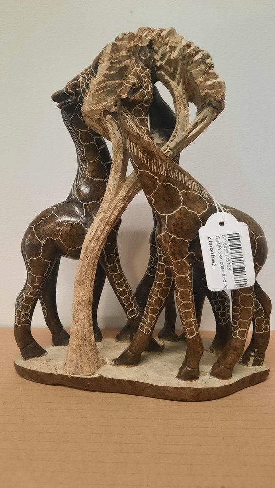 Soapstone statue of 3 giraffe near a tree Eliassen Home & Garden Pleasure