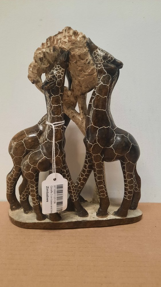 Soapstone statue of 3 giraffe near a tree Eliassen Home & Garden Pleasure