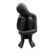 Statue eines sitzenden Mannes mit Kopf auf Knie Anthrazit 38cm Statue eines sitzenden Mannes mit Kopf auf Knie Anthrazit 38cm